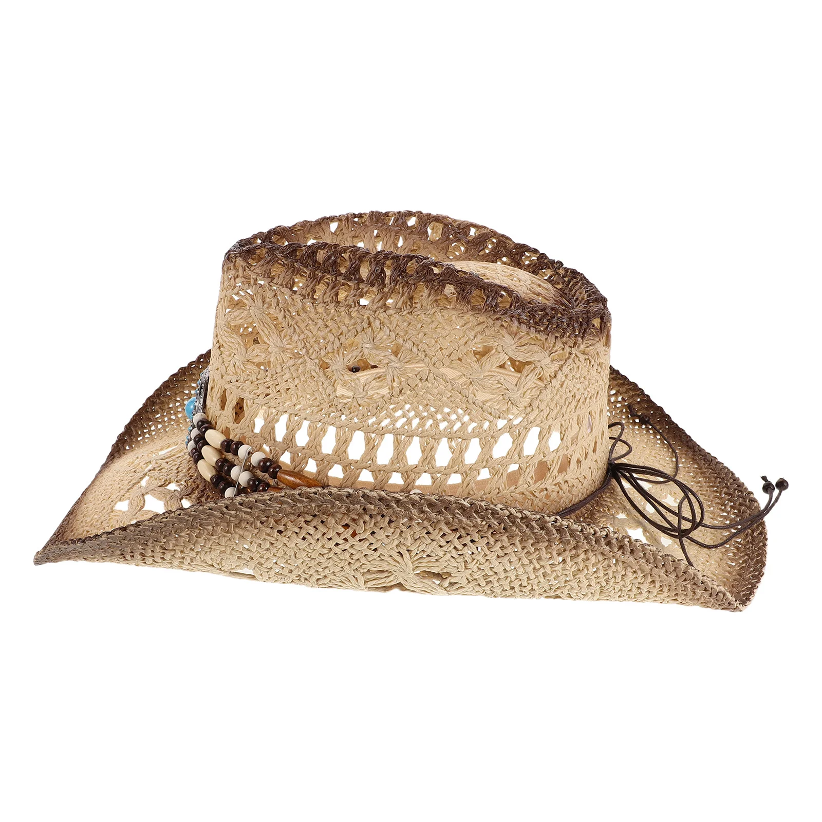 

Straw Cowboy Hat Men Women Vintage Western Cowgirl Woven Sun Hat Decorative Band Outdoor Beach Travel Party Straw Cowboy Hat​