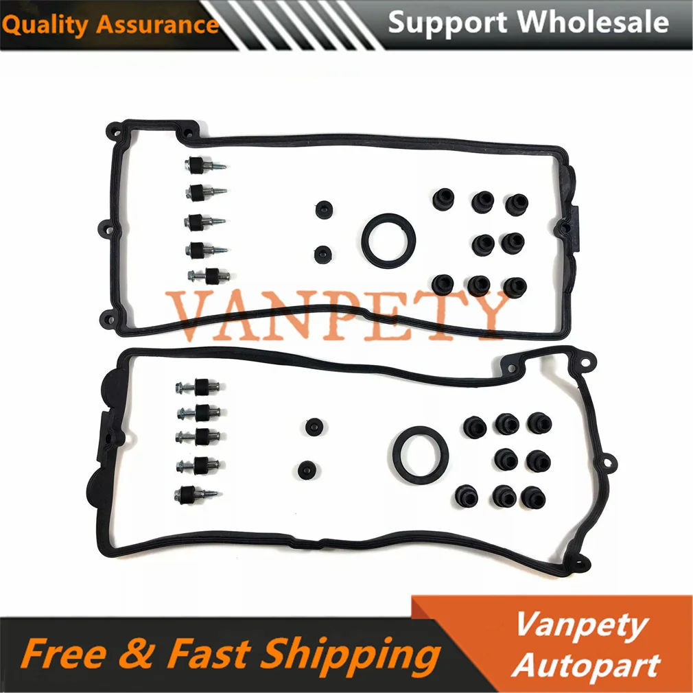 2Sets Engine Valve Cover Gasket Set Left + Right For BMW 545i 550i 645Ci 750Li X5 11127513194 11127513195