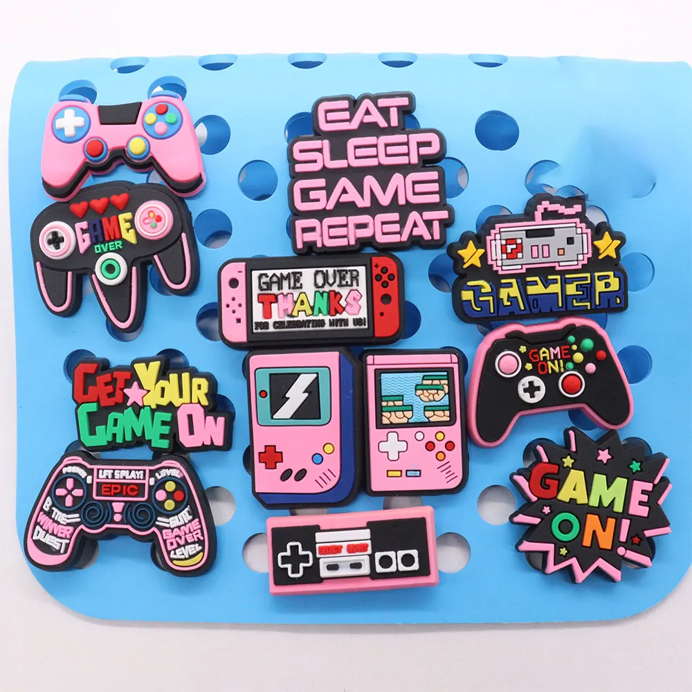 Get Your Game On Eat Sleep Gamepad, PVC Shoe Charms, Garden Shoes, Button Accessrespiration, Hole Slipper Decorations, peuvTeens Gift, 1Pc