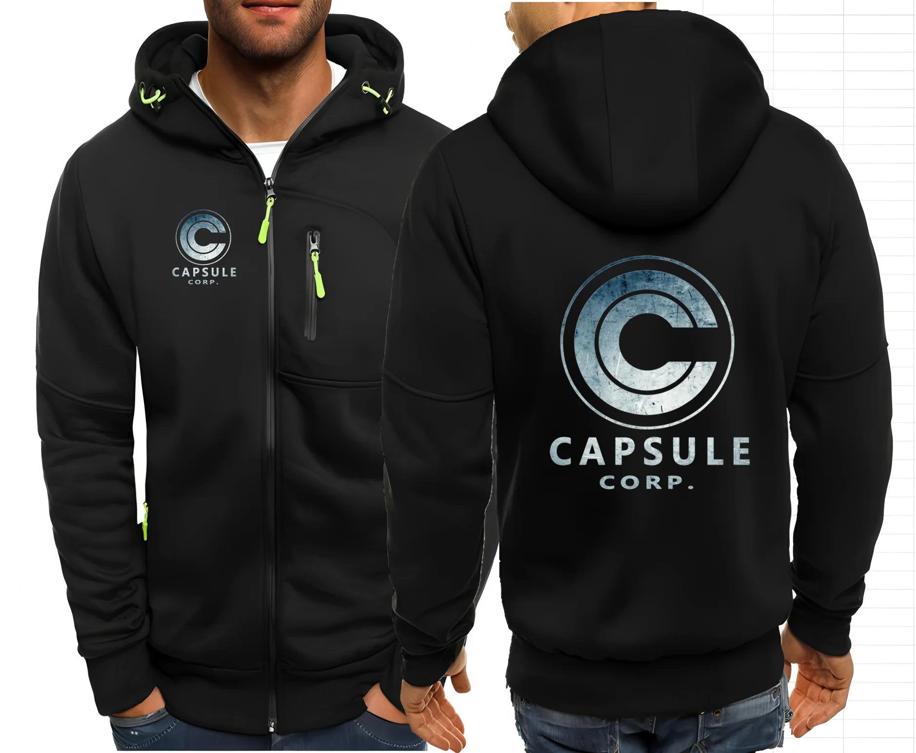 Anime Capsule Corp Super Goku Uomo Giacche Felpe con cappuccio Cappotti Felpe con zip casual Giacca maschile Felpa con cappuccio Hip-Hop da uomo Cappotto casual