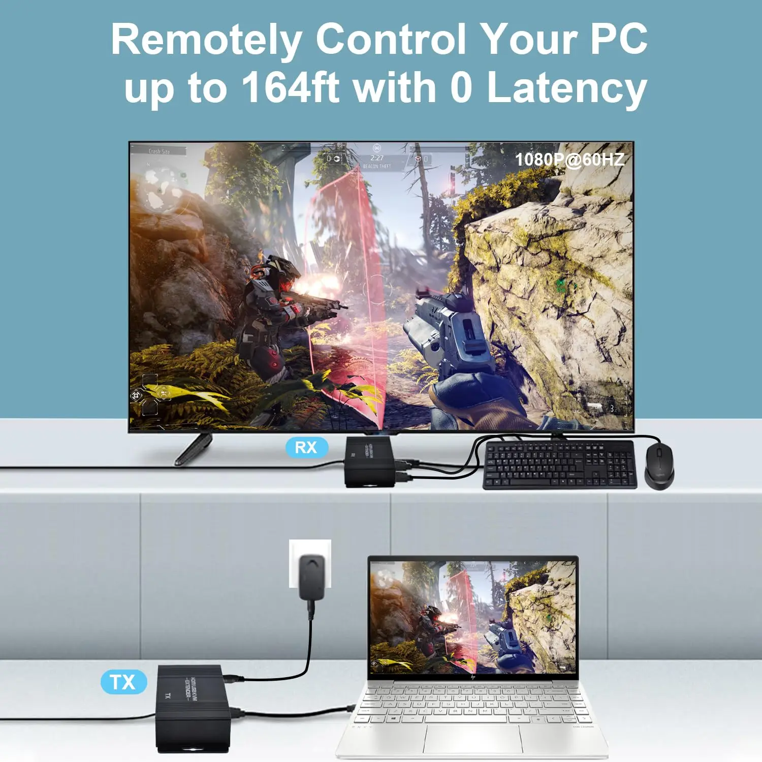 USB HDMI KVM extender splitter over Ethernet 1080P Extender HDMI USB KVM Extender splitter HDMI Loop for Mouse Keyboard PC