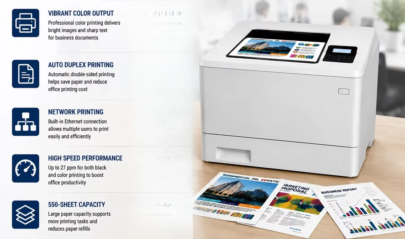 Refurbished M455dn A4 Color Laser Printer Duplex Network Business Office Printer High Speed Printing Machine
