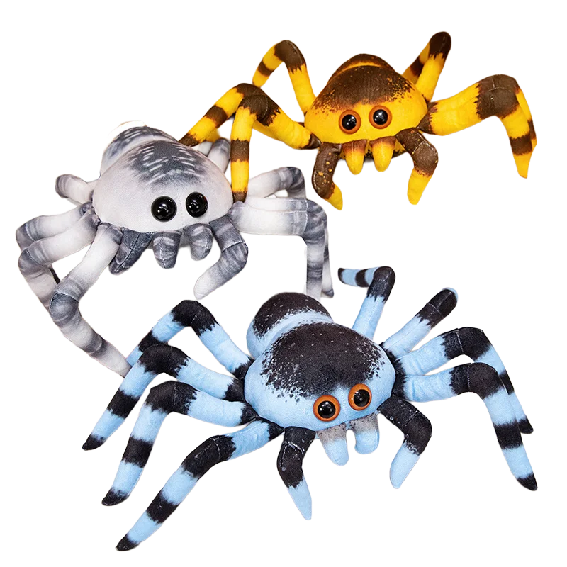 

20/30 см серый/синий/желтый паук имитация насекомых плюшевая игрушка мягкие дикие животные плюшевые украшения подарок на день рождения