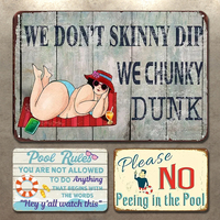 3Pcs Retro Metal Swimming Tin Sign Rectangular Iron Painting Art Decor 40x30cm Adult Gifts New Year Gifts