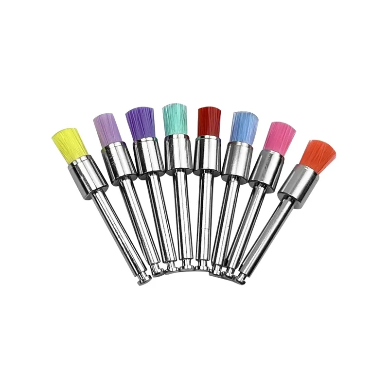 Escova de polimento de cartucho de cabeça plana colorida para limpeza de dentes escova de polimento para materiais orais dentários 100 peças por caixa ﻿