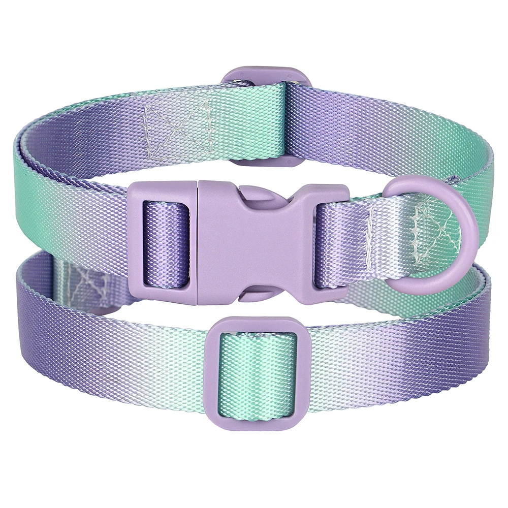 Nylon Dog Collar Adjustable Cat Small Dog Collars Gradient Pet Dog Necklace Fashion Collars Accessories For Small Large Dogs Pug