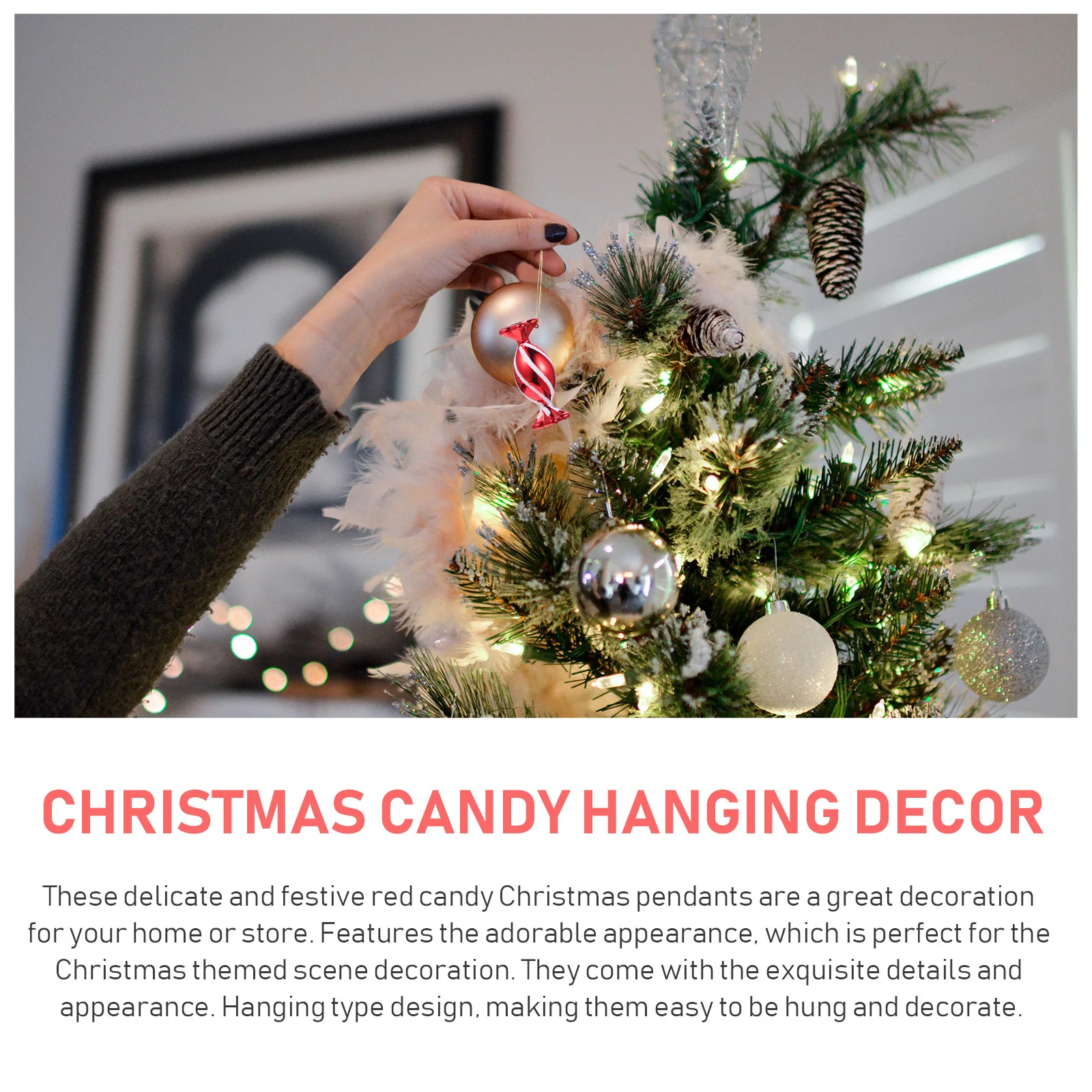 

30 шт., рождественский кулон в виде конфет, рождественский красный конфетный подвесной декор, рождественская елка, небольшой подвесной орнамент, прекрасный рождественский кулон
