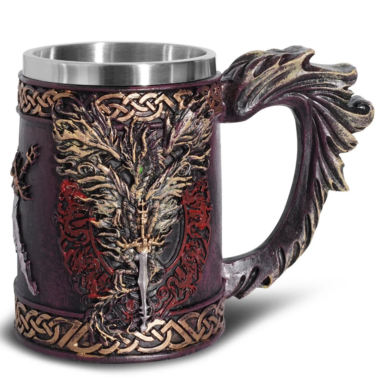 Retro Medieval Norse Mythology Water Coffee Cups Creative Tankard Beer Mug Stein with Stainless Steel Liner Father's Day Gift