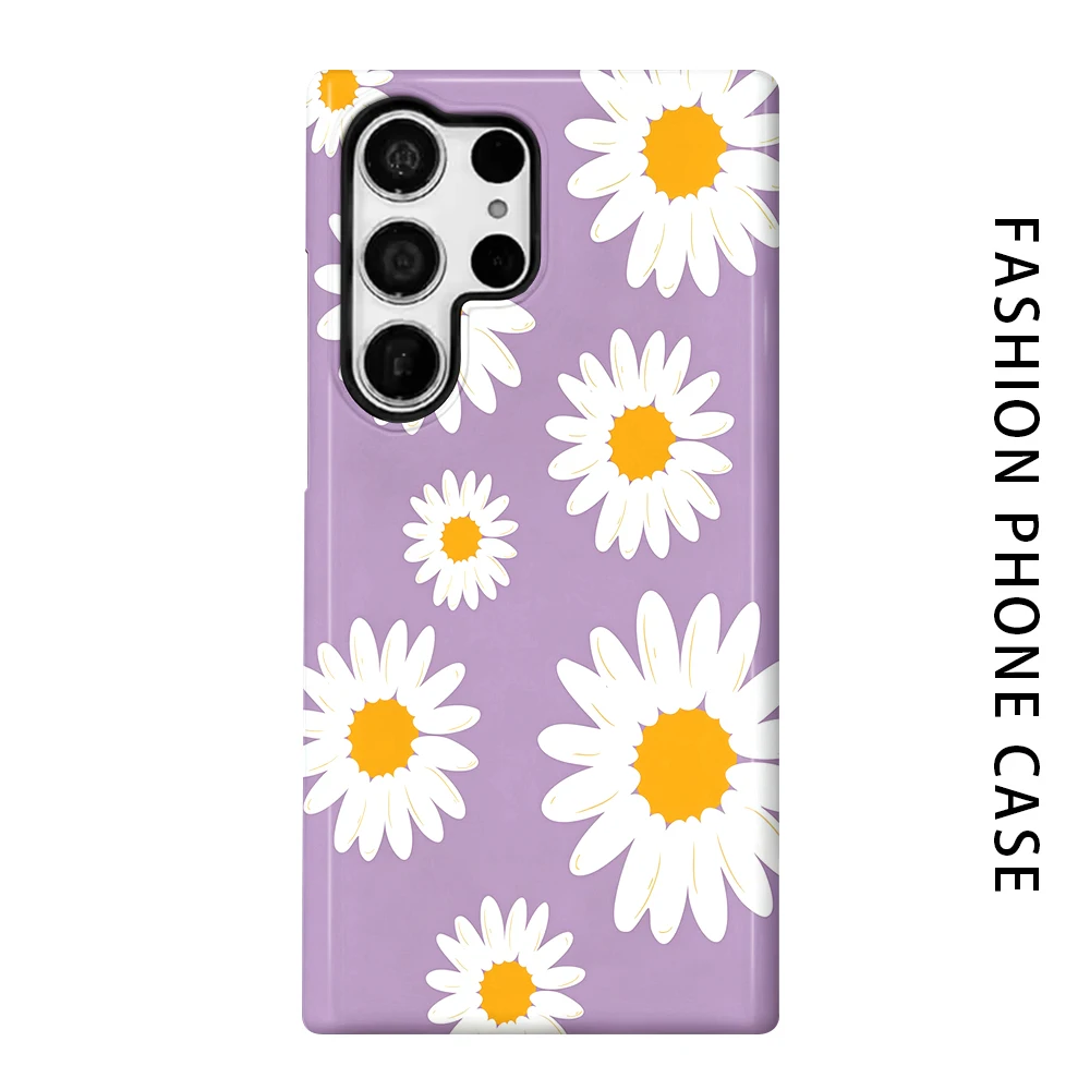 Lavender Daisy Phone Case for For Samsung Galaxy S26 S25 S24 S23 S20 FE A56 A36 Ultra Glossy HD Hard Cover Film Shell
