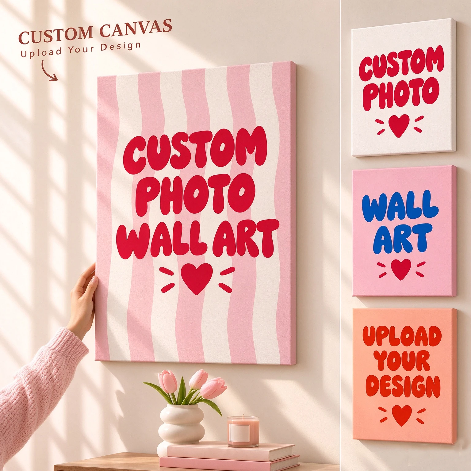 Custom Photo Canvas Print, Personalized Unframed Wall Art for Friends, Memory Photo Poster for Apartment Decor & Birthday Gift
