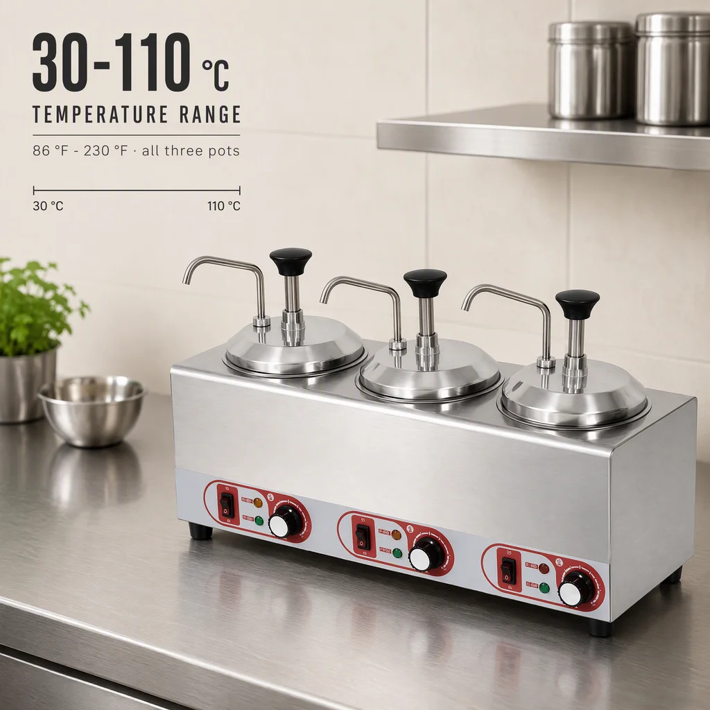 SW‑3Q Commercial Triple‑Jar Sauce Warmer With Pump Dispenser Stainless‑Steel 3×2L Electric Sauce Heater