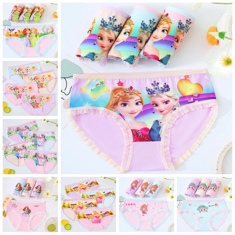 

12Pcs/Lot Girls Underwear Children Briefs Baby Cartoon 3D Princess Frozen Anna Elsa Sofia Print Kid Undershorts Boxer Panties