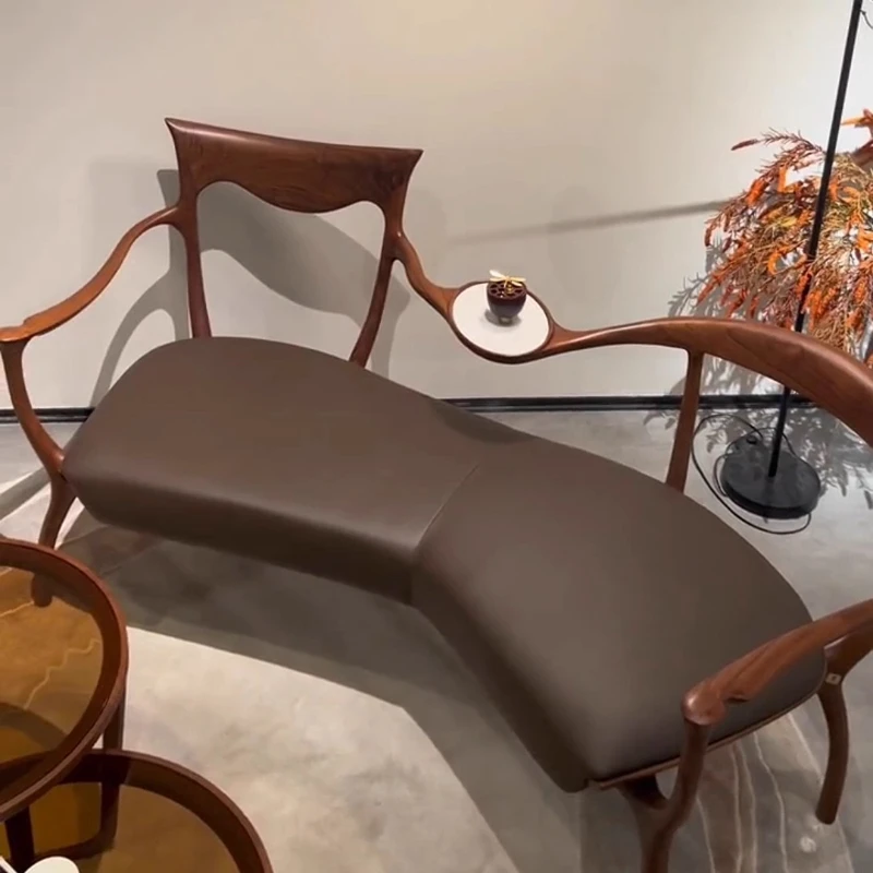 

Black walnut solid wood leisure chair household living room one-piece chair, chaise longue sofa chair