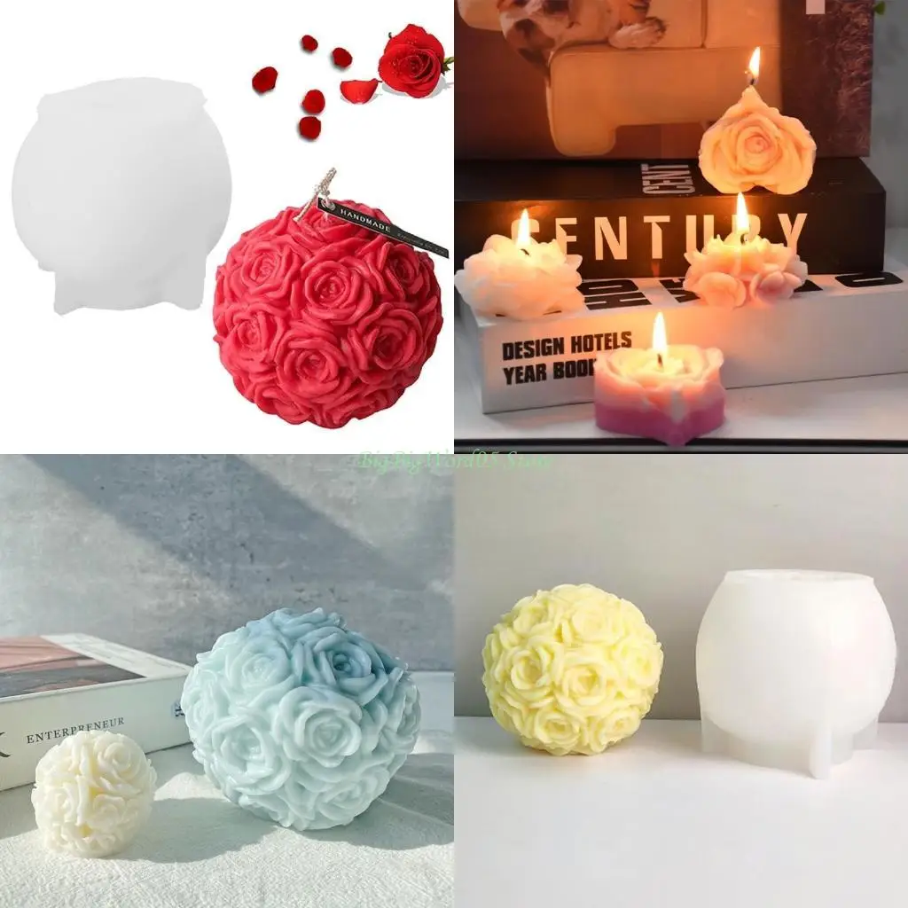 

24TE 2Pcs Rose Ball Mold Easy to De-mold for DIY Soap Plaster Fondant