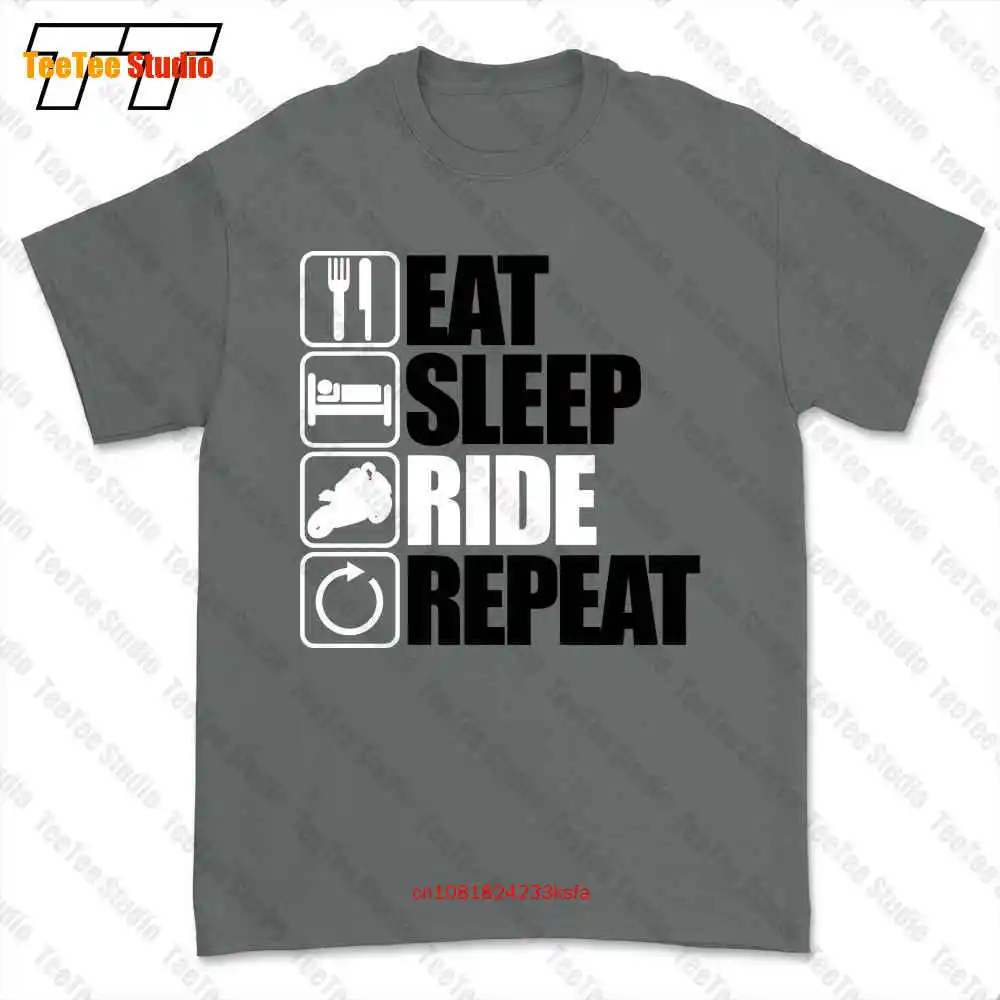 Eat Sleep Ride Repeat Biker T-shirt, camiseta 7XC6