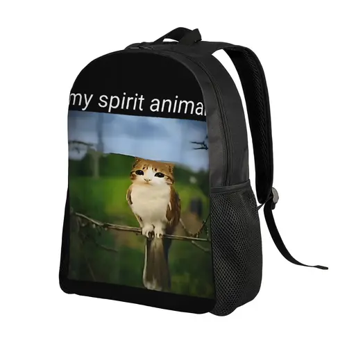 Imagen 2 del producto Mochila divertida con meme de mi animal espiritual y gato-yaqué, mochila genial para hombres, para camping, con estampado, para la escuela secundaria, mochila escolar