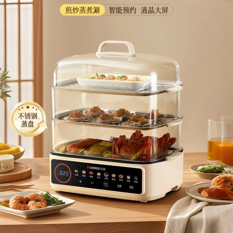 Electric steamer with increased capacity for household multifunctional steaming of pumpkin as a complementary food