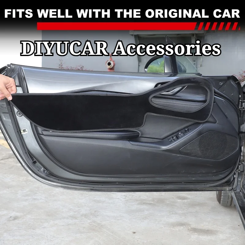 

For Mazda MX-5 Miata 2016-2025 Velvet Black Car Inner Door Panel Anti Kick Trim Interior Accessories