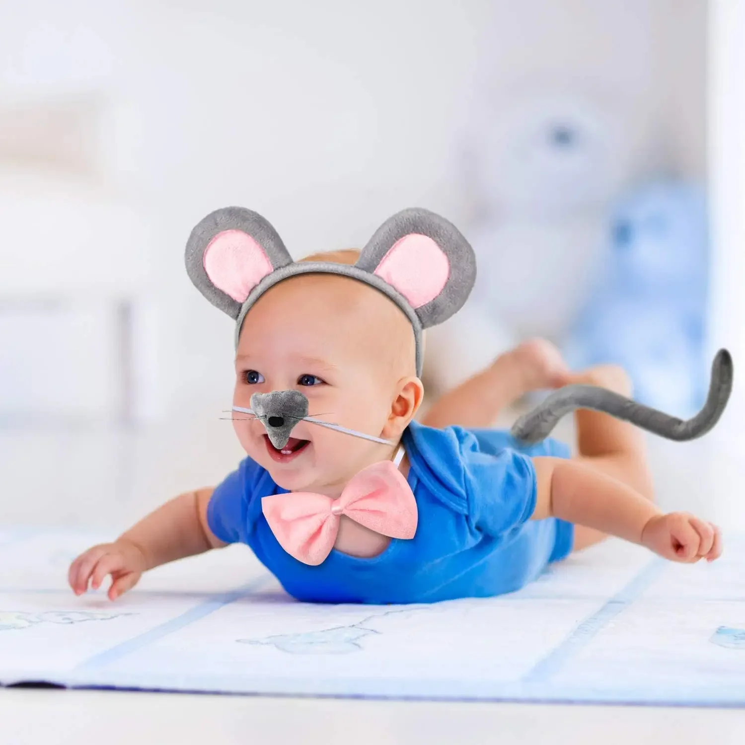 Volwassen Kids Party Muis Rat Oren Hoofdband Staart Neus Strikje voor Verjaardag Decoratie Dierenhaarband Halloween Kostuum Cosplay