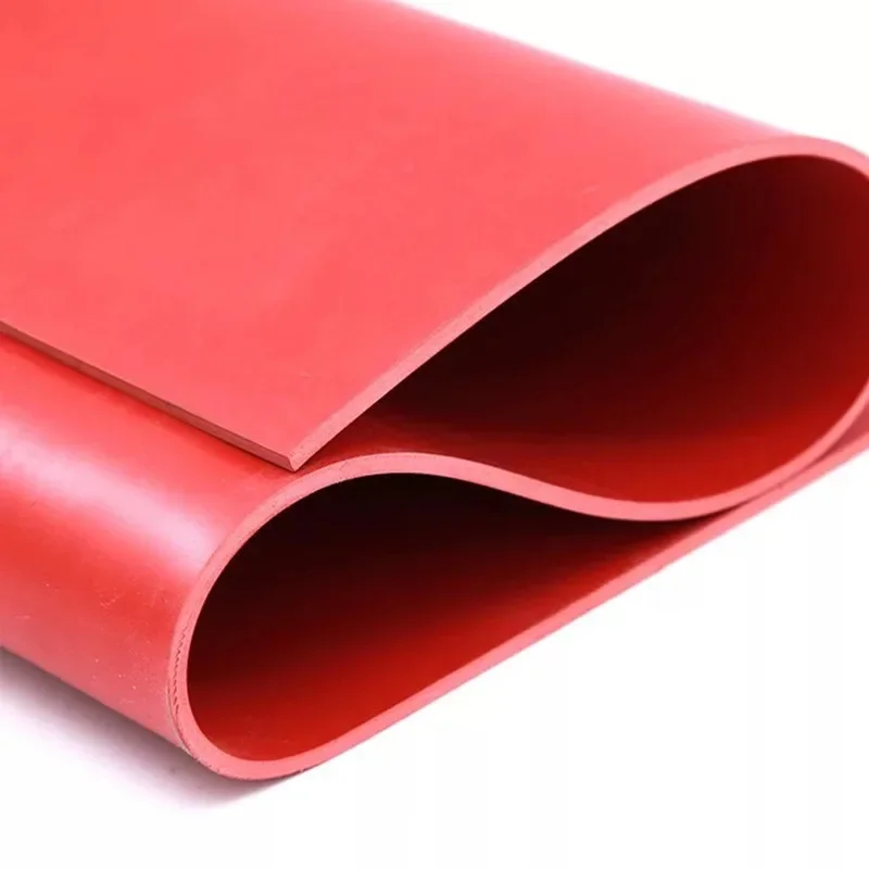 yesSilicone Rubber Sheet Thickness 0.5/1 /1.5 /2  /3  /4/5 Mm Width 500*500,1000*1000mm Thin Board Red Color Rubber Mat Many Siz