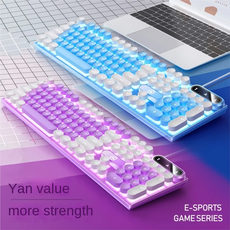 3C Founder Silver Eagle K600 Esports Mechanical Feel Game Color Luminous Keyboard Wired Punk Color Matching Computer Accessories