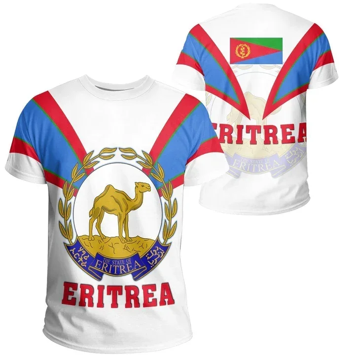 Men's T-shirt Eritrea Lion Colorful Retro 3DPrint Men/Women Summer Casual Funny Short Sleeves T-Shirts Streetwear