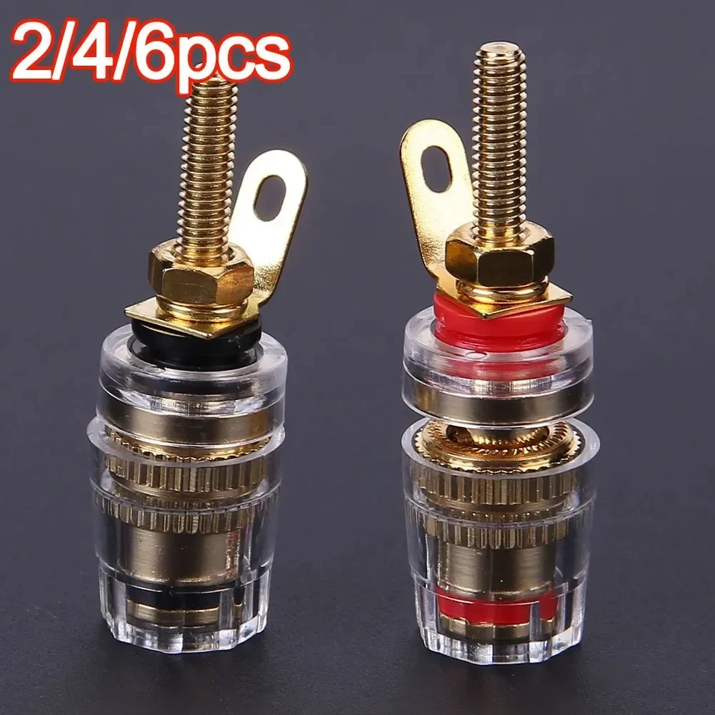 

2 4mm Brass Speaker Amplifier Binding Posts Terminals Transparent Shell Oxidation Resistance Brass Terminal for Banana Plugs