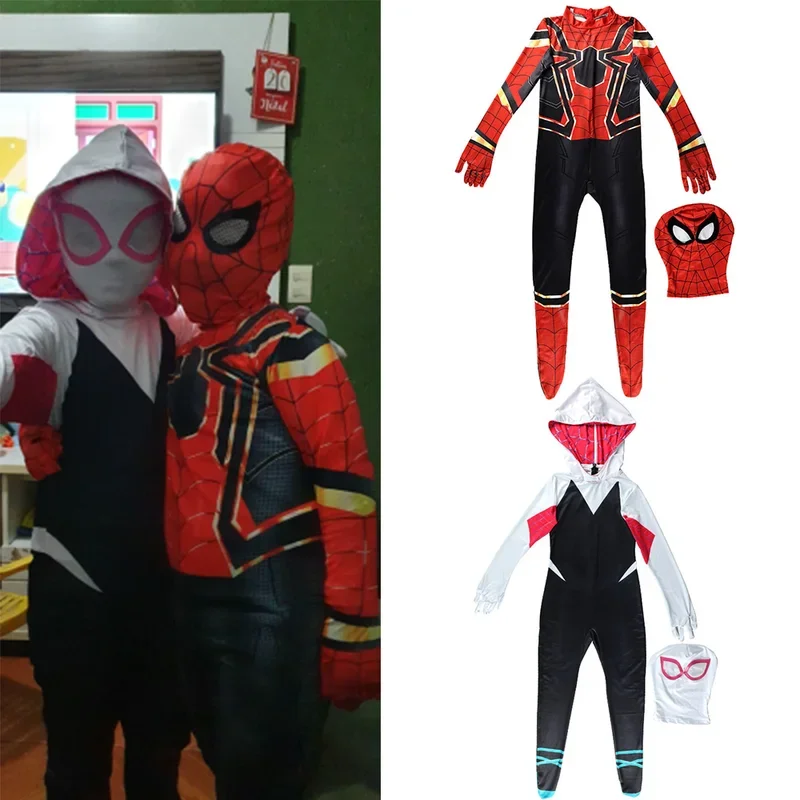 أزياء الأولاد والبنات الرجل العنكبوت التأثيرية Zentai للأطفال البطل الخارق كاريكاتير الفيلم شخصية لعب الأدوار ملابس داخلية هدية عيد الميلاد والكريسماس