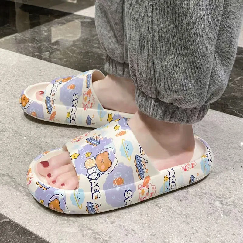 Women\'s Slippers Summer Home Korean Style Ins Trendy Shit Feeling Thick Bottom Home Student Casual Non-Slip Bathroom Slippers