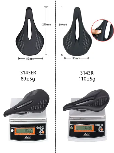 Imagen 2 del producto Nuevo sillín de bicicleta de carbono EVA de 89g, cómodo sillín ultraligero, sillín de bicicleta de carreras de 7x7mm, instalación de bicicleta de 240x143MM