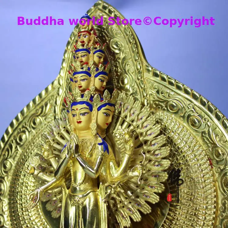 2025 High grade HOME family efficacious Protection Tibet Nepal Buddhism Gilding Thousands Hands Guanyin Buddha copper statue