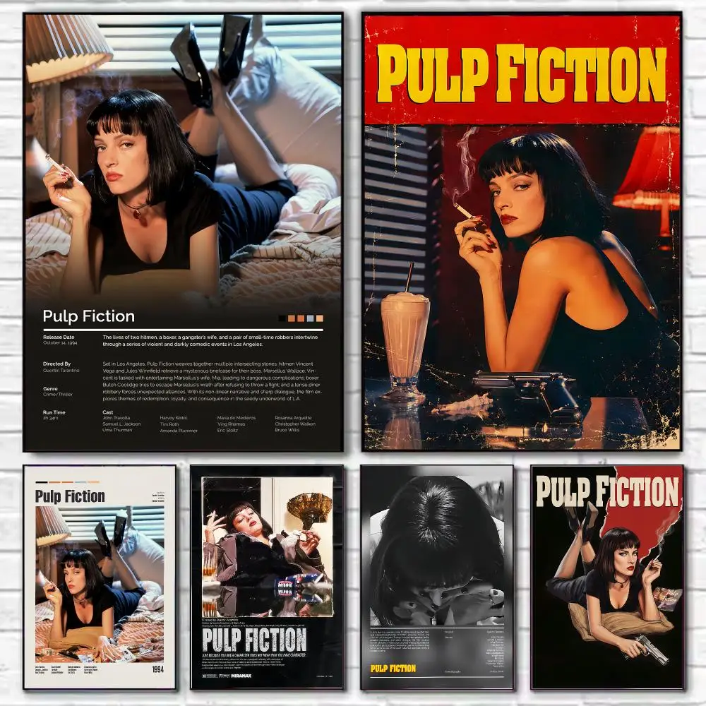 C-Classic Movies P-Pulp F-Fiction Poster HD Decorative Wall Art for Living Room Bedroom Café Stylish Home Décor Gift