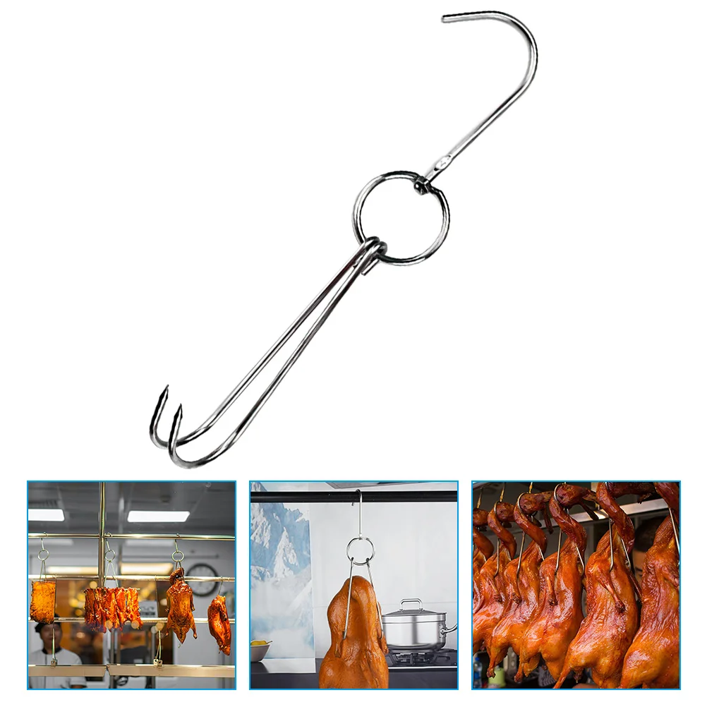 

5 Pcs Hook Roast Duck Smoking Hooks Heavy Duty Meat Tool Fried Turkey Accessories Silver Stainless Steel