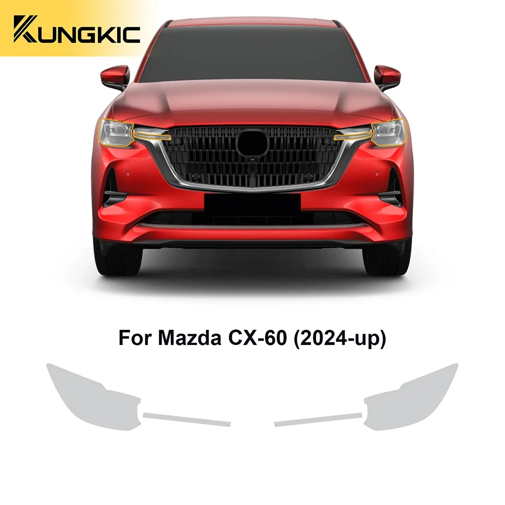 TPU For Mazda CX-60 CX60 2024 2025 2026 Car Headlight Protective Film Anti-scratch Film Transparent/Smoked black Stickers