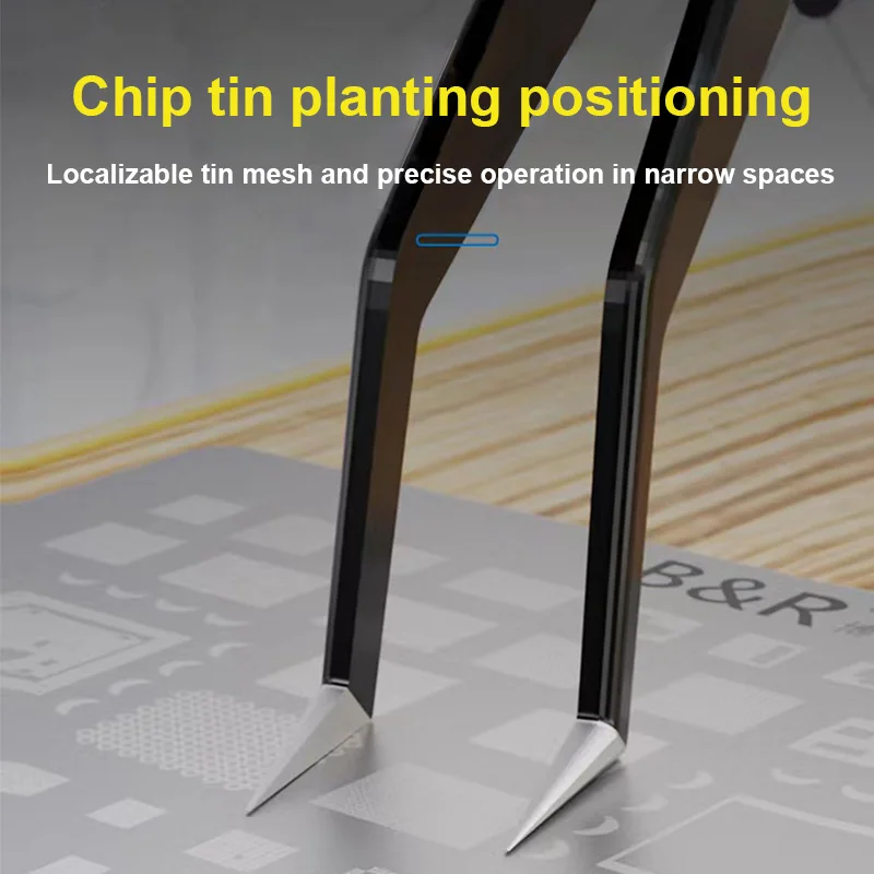 B&R BS-16 High Hardness Precision Chip Planting Tin Tweezers Easy Clamping Mobile Phone Repair Curved Design Forceps