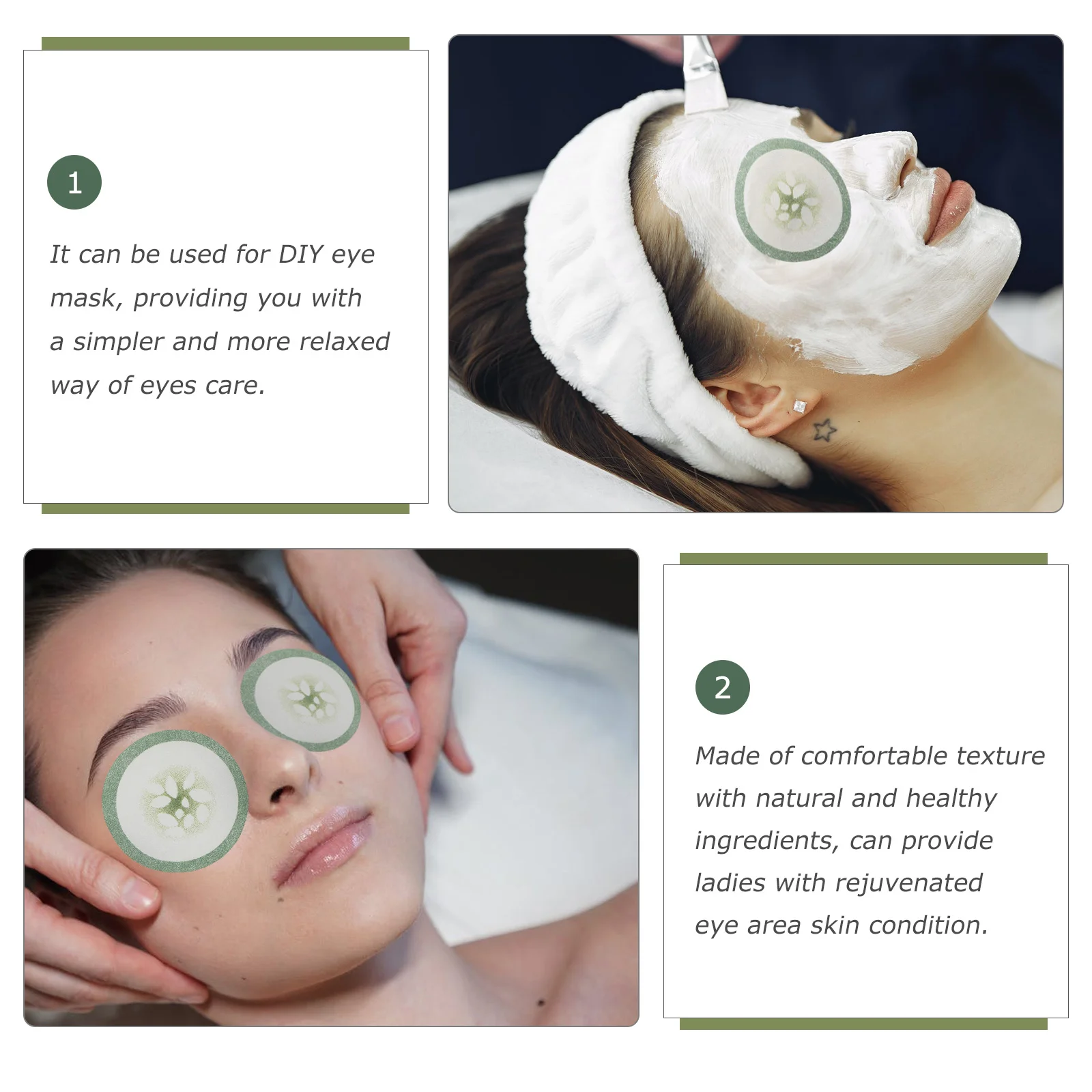 Película hidratante para máscara de ojos, papel verde, pepino, parche impreso, cubierta embellecedora