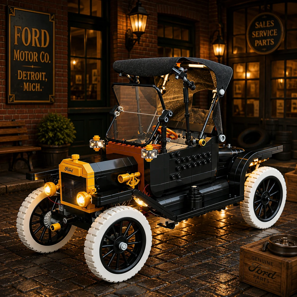 HPROSPER LED-Zusatzbeleuchtung (kein Modell) für LEGO 11376 Ford Model T, einfache Installation, versteckte Verkabelung