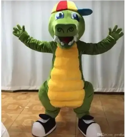 Personagem adulto Crocodile Dragon Mascot Traje, adereços corpo inteiro, vestido de Halloween, roupa de Natal, novo