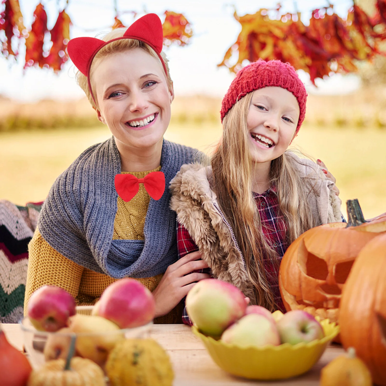 ชุดอุปกรณ์แต่งกายสุนัขจิ้งจอก 3 ชิ้น สำหรับฮาโลวีน สีแดงขาว พร้อมที่เกี่ยวหู โบว์ไท และหาง สำหรับงานปาร์ตี้คอสเพลย์ สำหรับผู้ใหญ่