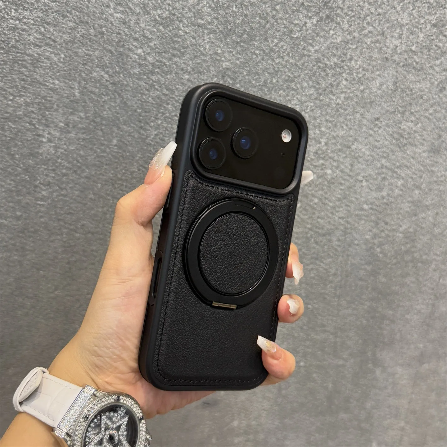 17 ProMax Wax PU Leather Magnetic Charging Phone Case For iPhone 14 15 16 Plus 17 Air 11 12 13 Pro Max 360° Rotating Stand Cover