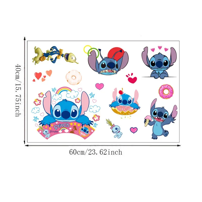 Stitch Cartoon Wall Stickers Children's Bedroom Wall Stickers Graffiti Self-Adhesive PVC Glass Cabinet Stickers Home Decoration