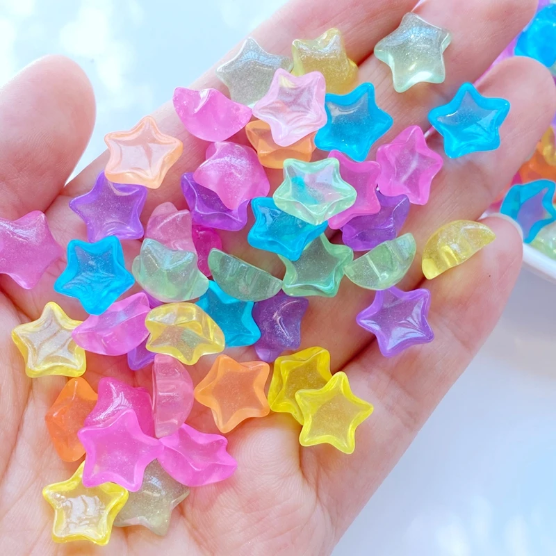 30pcs 3D Resin Nail Charms Shining Stars Nail Parts Accessories Kawaii DIY Nail Art Decoration