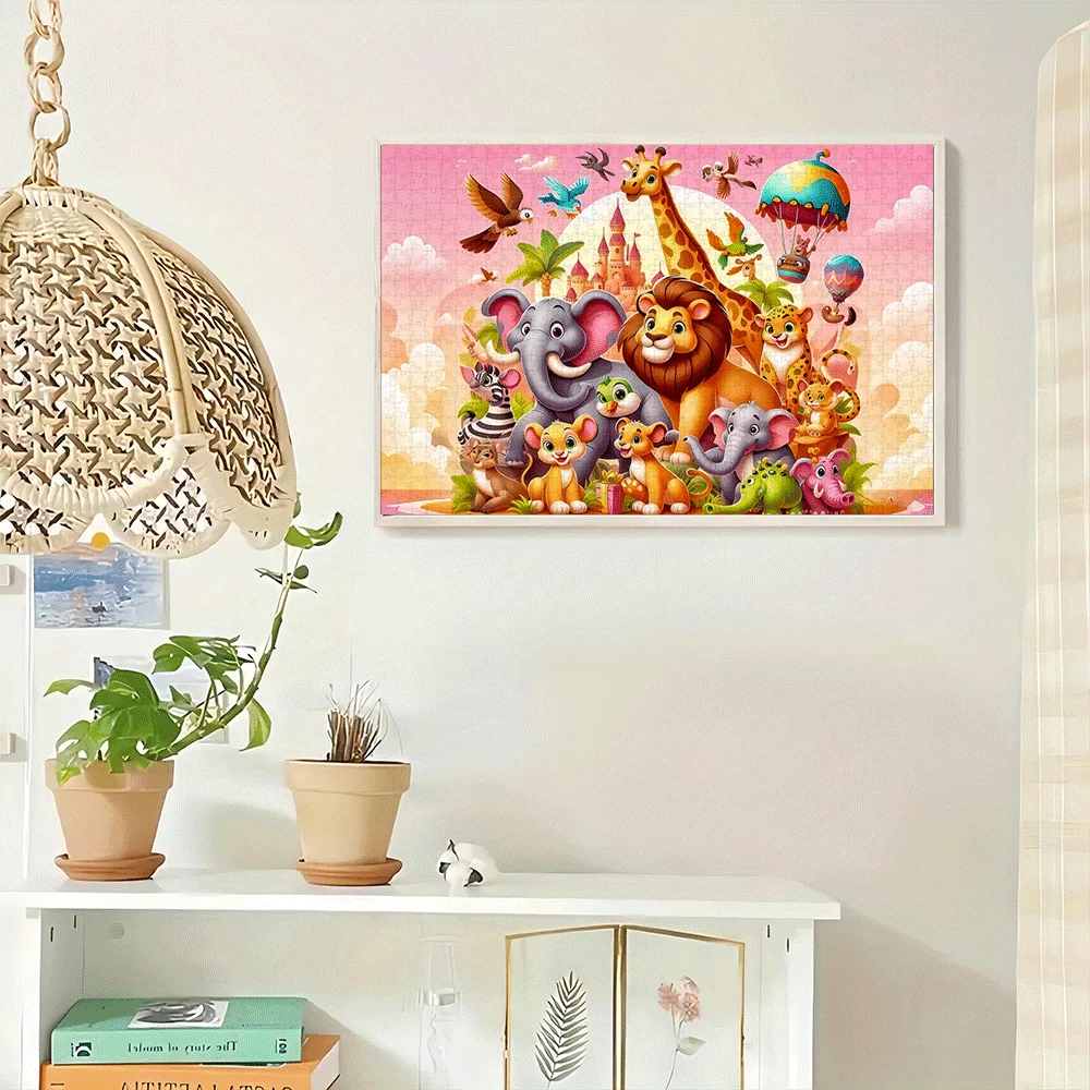 1000 pièces Animal Safari Puzzle-grand, jouet éducatif Lion et amis vibrants pour adultes, jeu interactif familial, bricolage H
