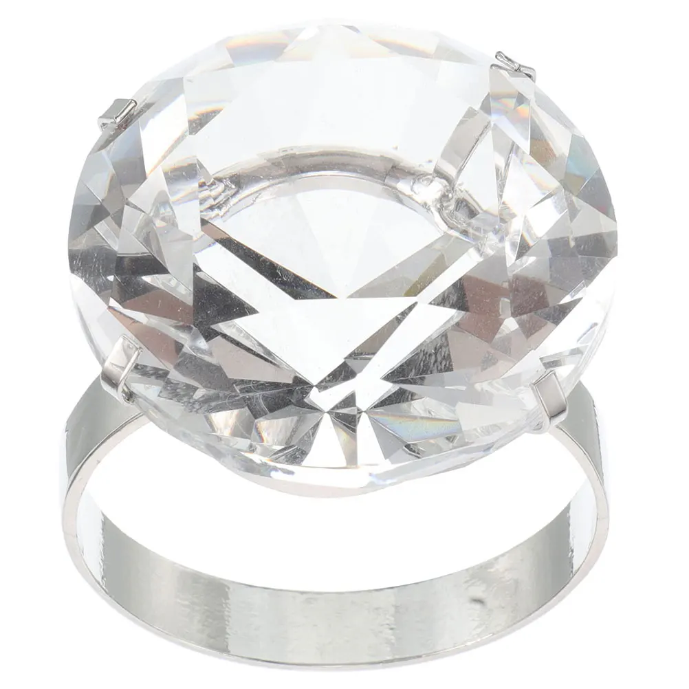 

Big Diamond Ring Props Crystal Wedding Engagement Rings Romantic Decor Glass Ornament Fake Rings Women Elegant Accessories Party