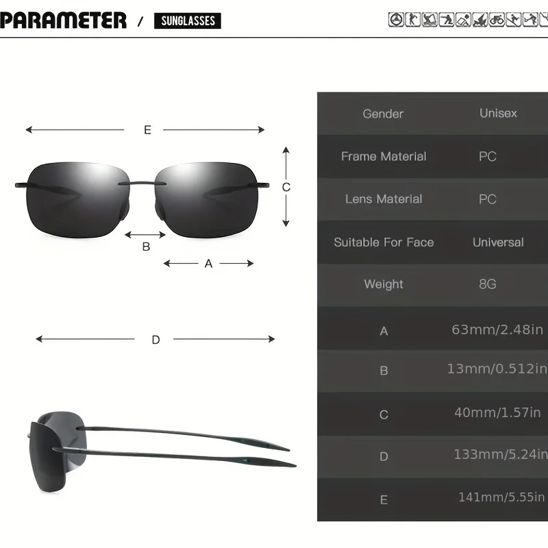 DUBERY UV400-Schutz-Sonnenbrille für Damen und Herren, 8 Farben, Modell 131 – Detail 2