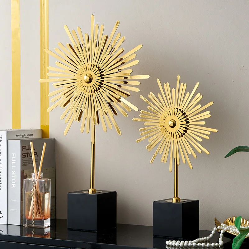 

Light luxury sunflower decorations with a high-end feel creative home decor living room alloy gifts decorative crafts and gifts