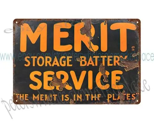 Merit Storage Battery Service metal tin sign garage shop bedroom wall art