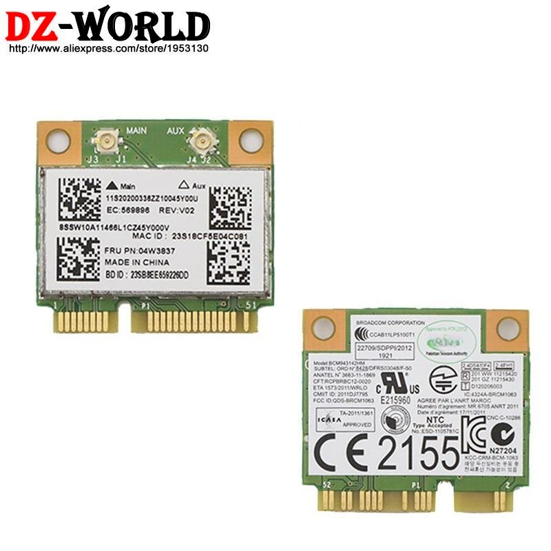 BCM43142 BCM943142HM 04W3837 WIFI Wireless Card Bluetooth 4.0 for Lenovo E330 E431 E531 E430C E530 S431 S531 L430 L530 E145 E335