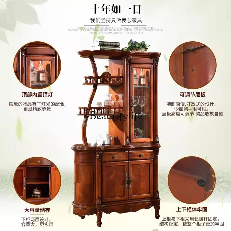 

ld14 American Style Solid Wood Entryway Living Room Entrance Partition Cabinet Integrated Screen Wine Cabinet