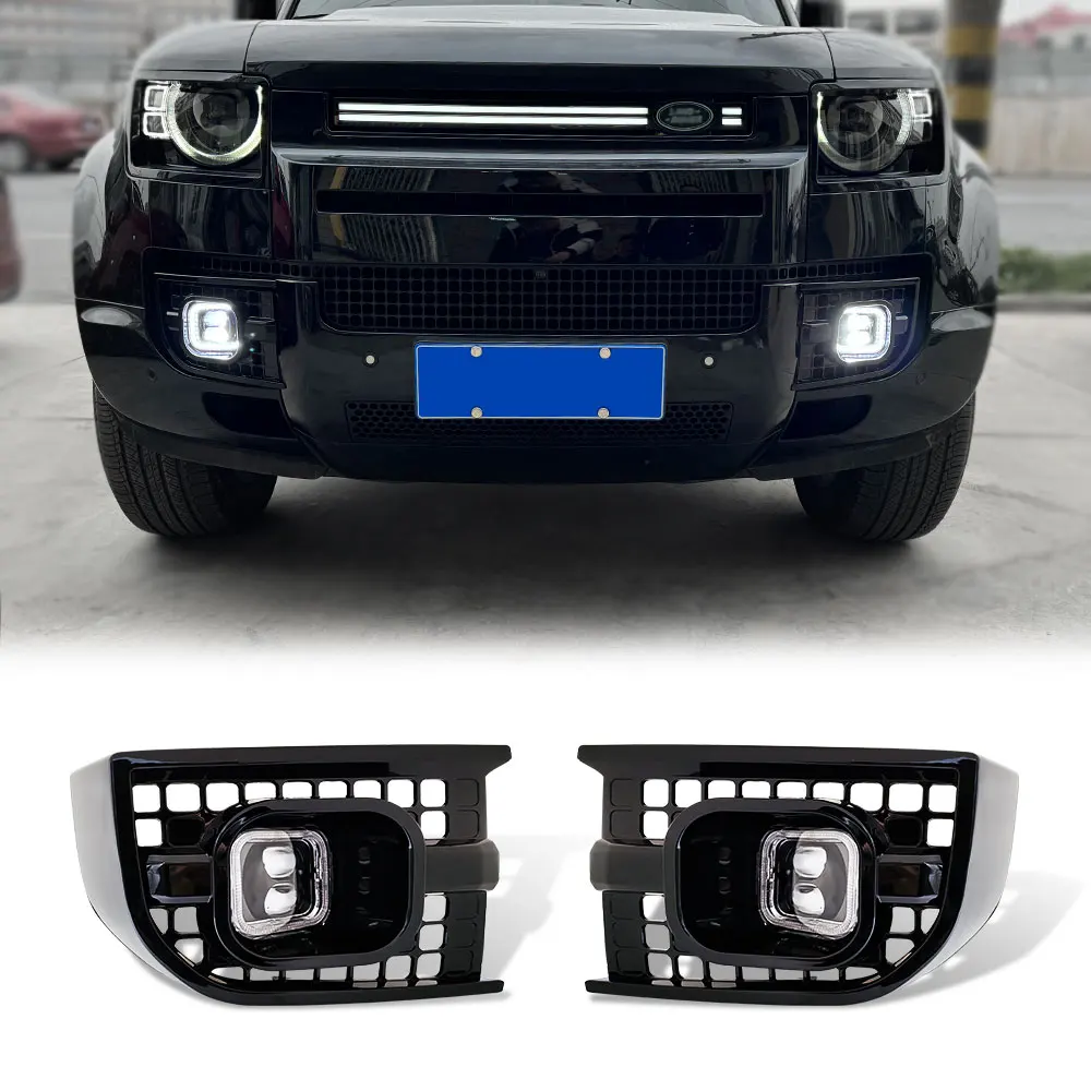 

For Land Rover Defender 2020 -2025 Car LED Fog Lights Kit Daytime Running Light Fog Lamp Cover With Harness